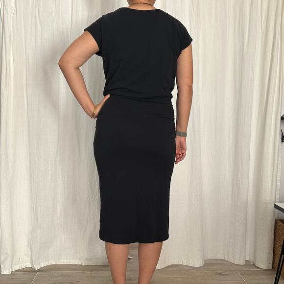 Athleta Black Ruched Midi Dress – Women’s Size M - Picture 2 of 7